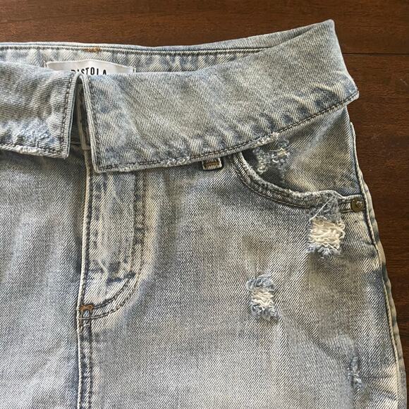 Revolve PISTOLA Size 24 Sierra Fold Over High Waist Distressed Denim Skirt - Picture 6 of 6